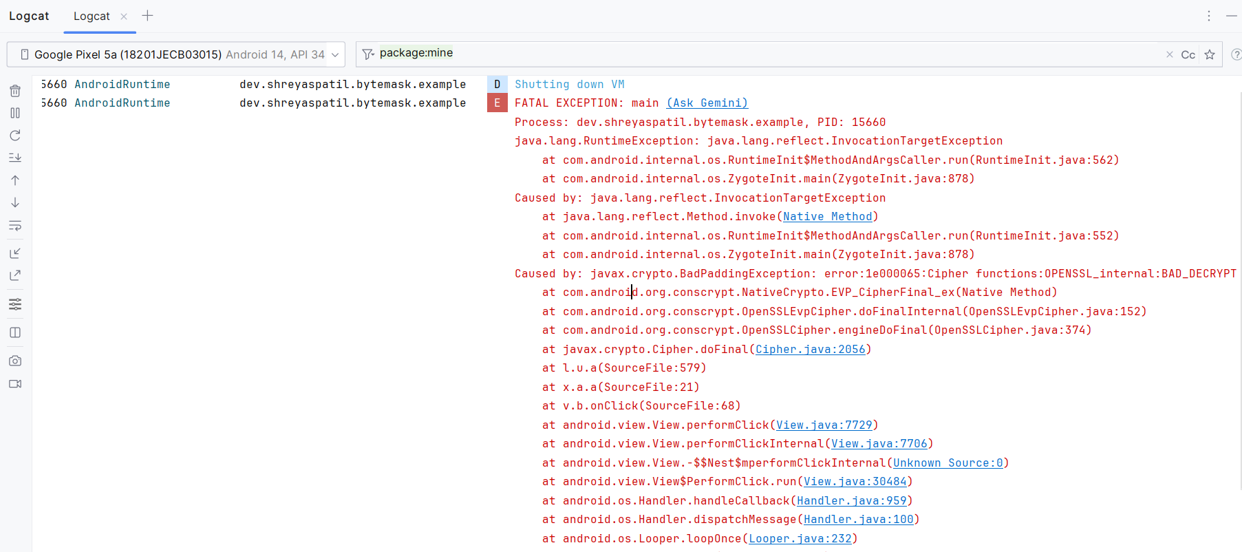 Crash Stacktrace